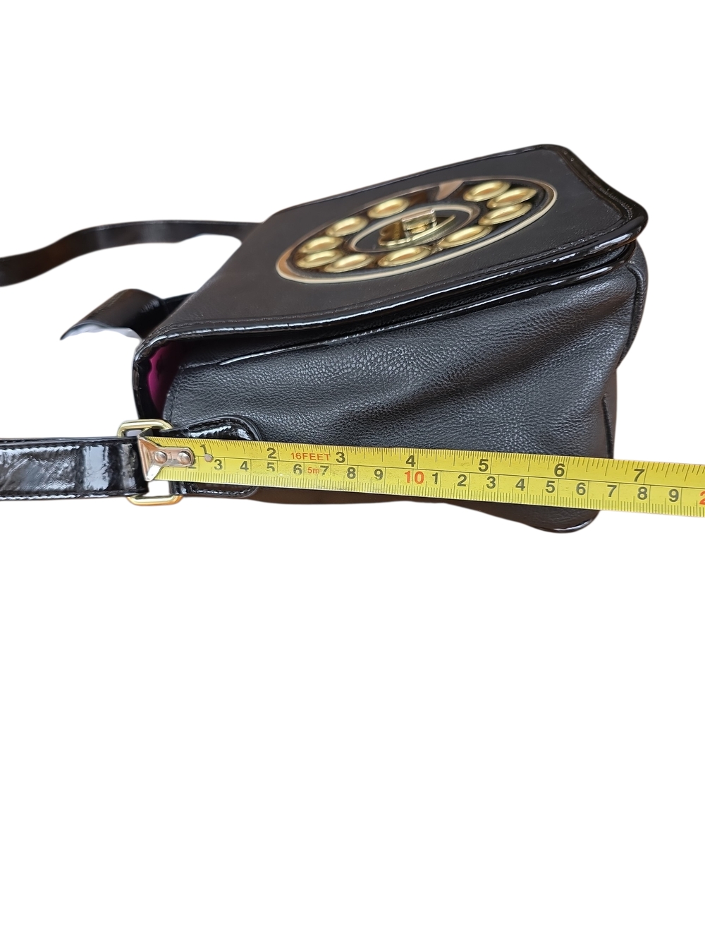 Betsey Johnson Black Crossbody Phone Novelty Bag with Pink/Red Dial Accents - Picture 6 of 10